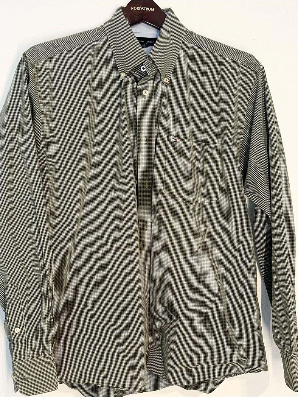 Tommy Hilfiger Men’s Long-Sleeve Button-Down Shirt in Olive Check